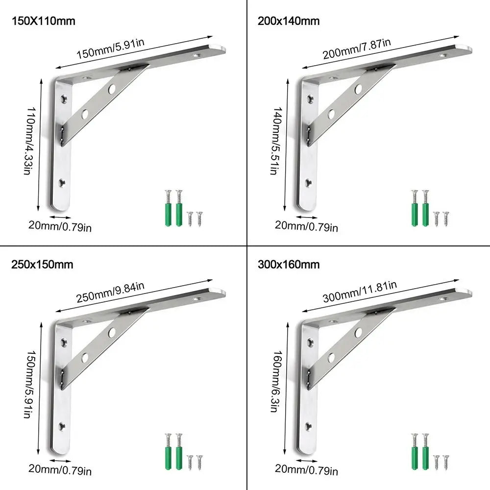 New Stainless Steel Shelf Bracket Right Angle L-type Triangle Shelf Heavy Duty Home Bookshelf Bracket Quake