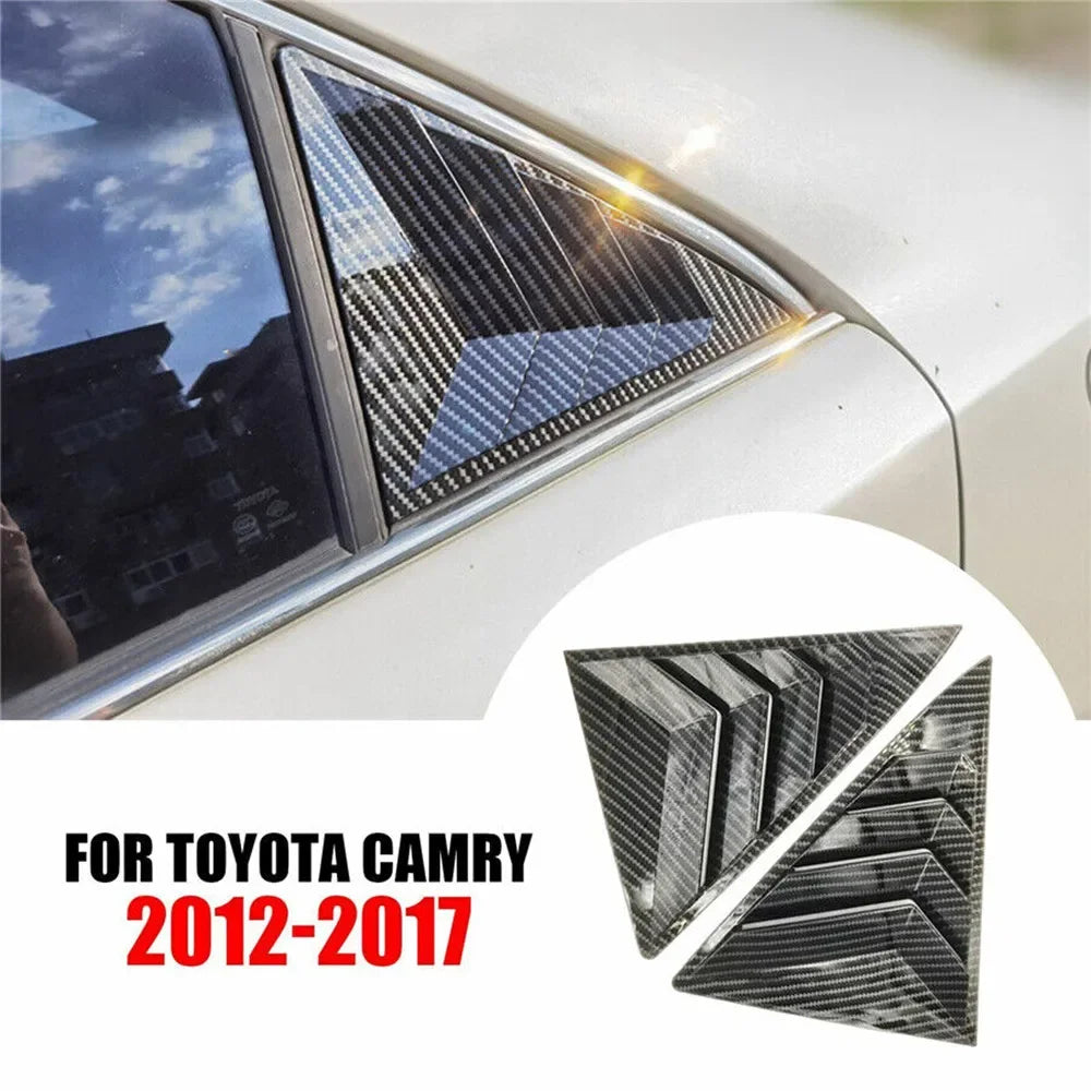 For Toyota Camry Sedan 2012-2017 Car Rear Louver Window Side Shutter Cover Trim Sticker Vent Scoop ABS Carbon Fiber Accessories Quake Default Title