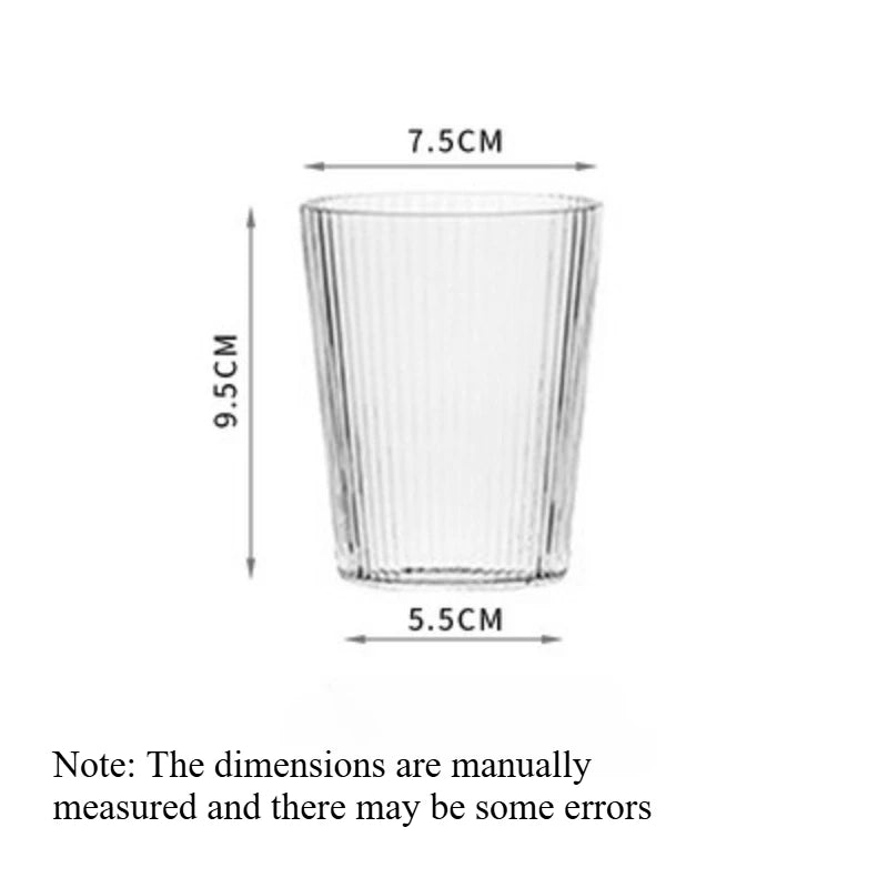 Japanese Vertical Striped Borosilicate Glass Cup Heat‑Resistant Latte Coffee Mug Transparent Water Tea Juice Cup for Home Quake A 201-300ml