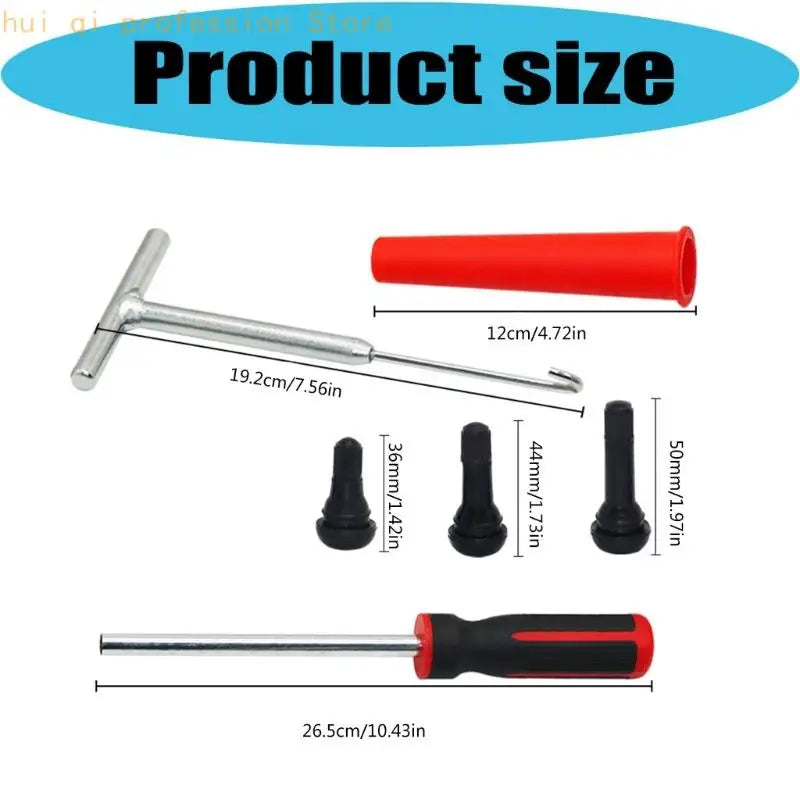 Manual Tire Valves Stem Repair Set with Metal Puller Gear for Garage Service H8WE Quake