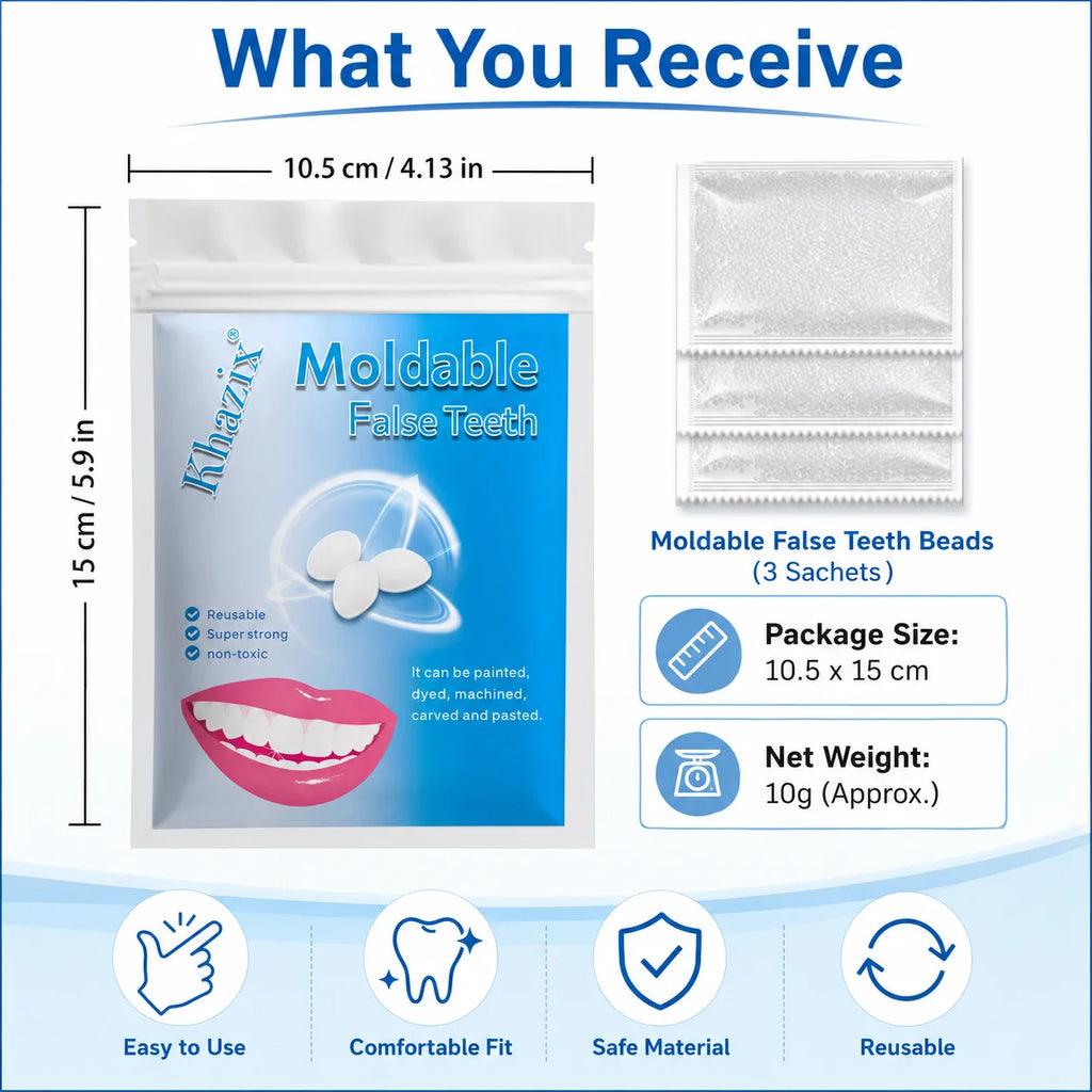 10g Temporary Teeth Beads DIY Cosmetic Smile Fix Moldable White Beads Easy to Shape for Natural-Looking Teeth Quake 10g