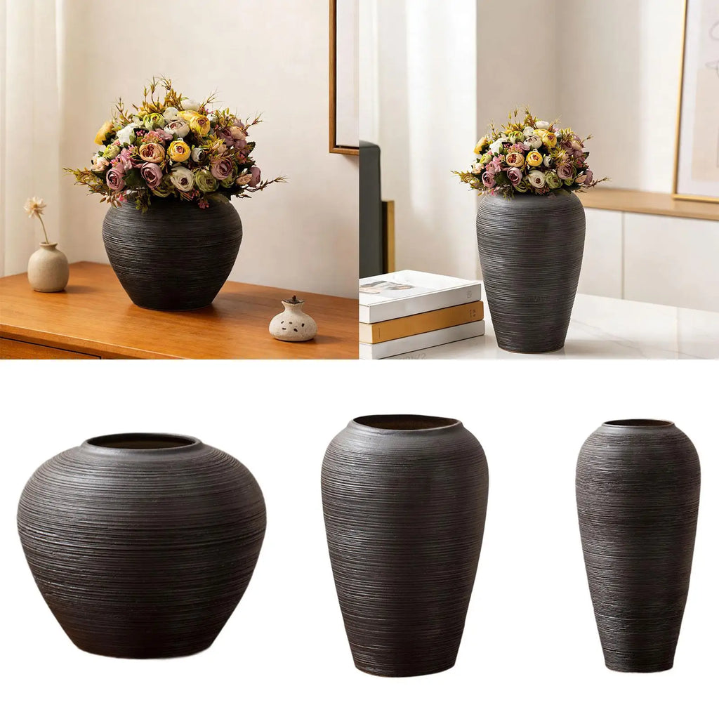 Rustic Farmhouse Ceramic Vase Handcrafted Flower Pot Table Centerpiece Modern Luxury Home Decoration for Room Quake