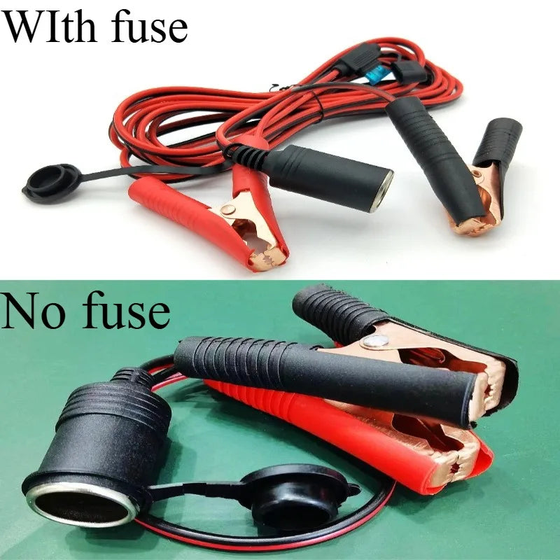 Universal Automotive 12V Battery Clip Adapter Cable 12AWG Pure Copper Wire for Cigarette Lighter Socket Vehicle Power Connection Quake