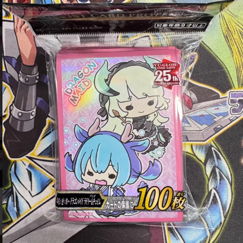 Hot 100pcs Official Yu-Gi-Oh Card Sleeves 63x90mm 25th Anniversary Dragonmaid, Punk, Orcust Kids Card Protectors Collection Gift Quake