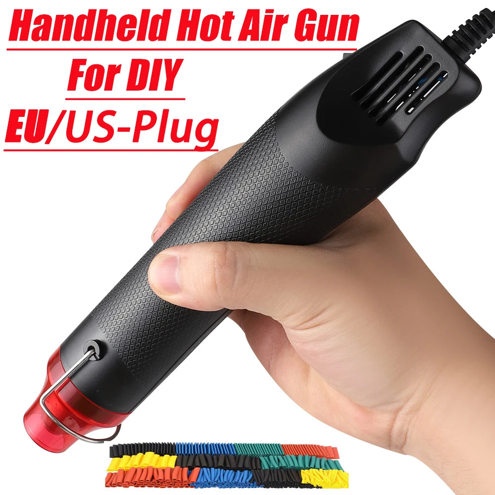 220/110V Hot Air Gun DIY Tool, Electric Heating Tool, Mini Welding Temperature Process Blower, with Support Base Contraction Quake