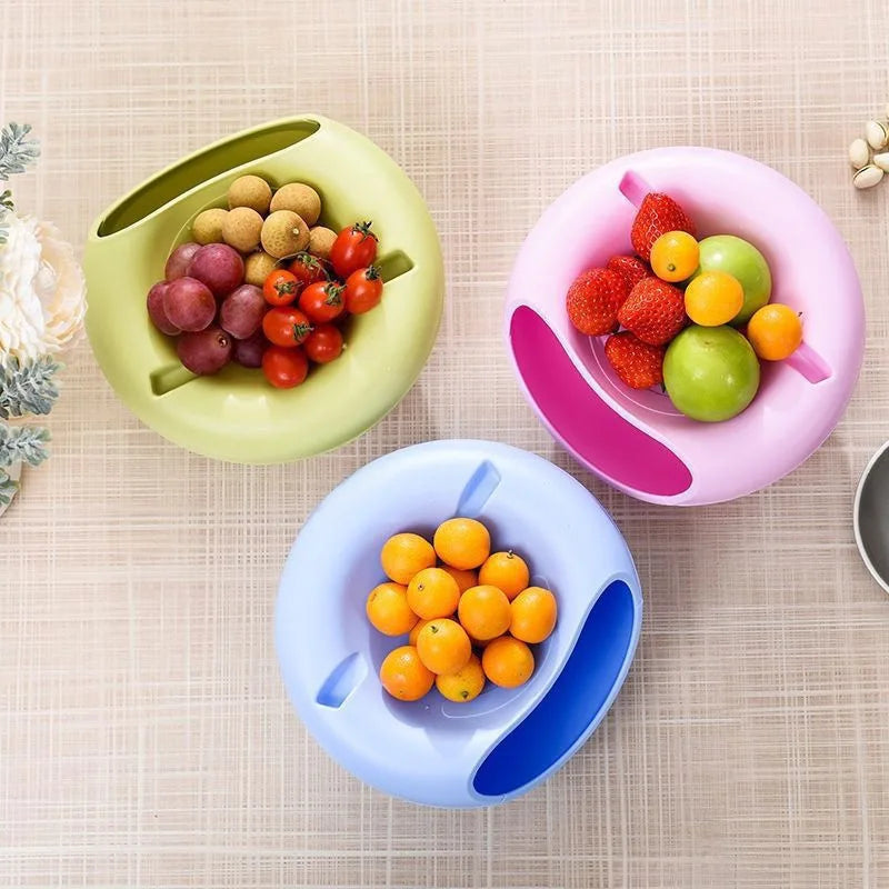 Lazy Double-layer Sunflower Seed Storage Tray Separated Snack and Shell Container Household Nut Serving Plate for Watching TV Quake