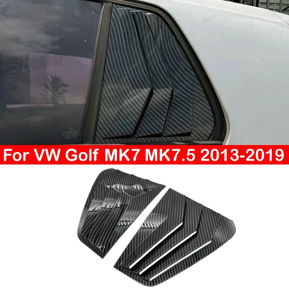 For VW Golf MK7 MK7.5 2013-2019 Car Rear Louver Window Side Shutter Cover Trim Sticker Vent Scoop ABS Carbon Fiber Black Parts Quake