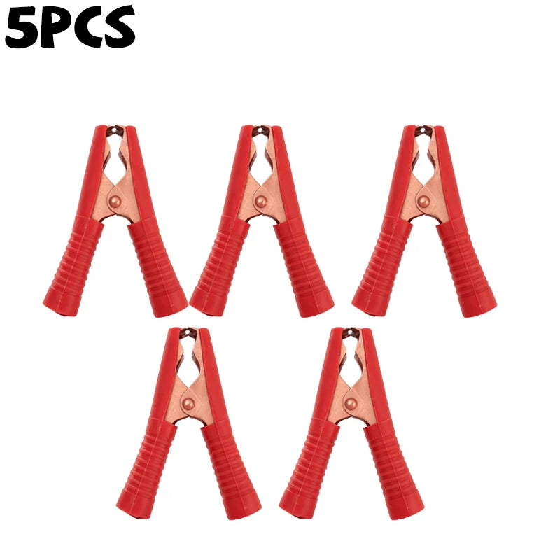 10/1PCS 100A Insulation Alligator Clips Black Red Set for Circuit Testing Multimeter Test Plug Adapter Cable Probes Connector Quake Red-5pcs