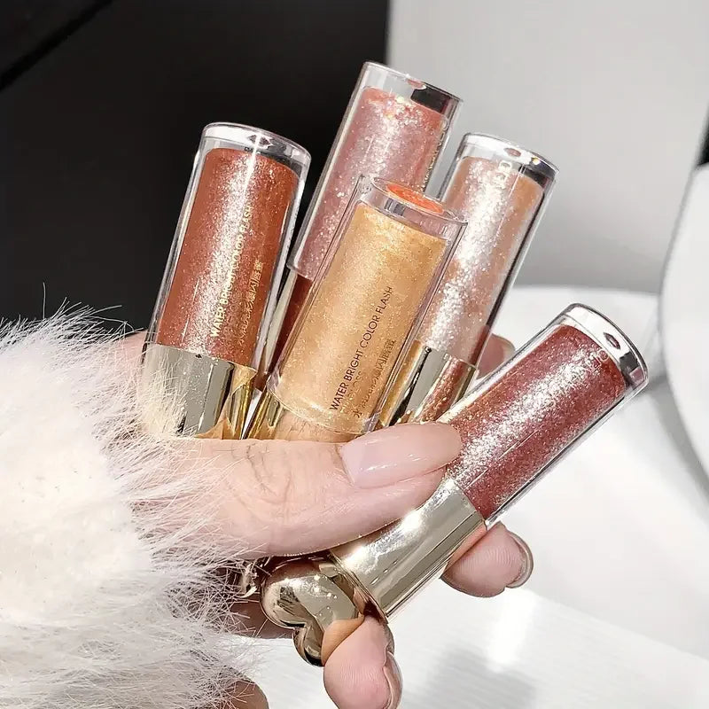 Moisturizing Glitter Lip Balm-Glossy Effect,Shimmering Lipstick with Heart Shaped Cap, Nourishing for All Skin Types Lip Makeup Quake