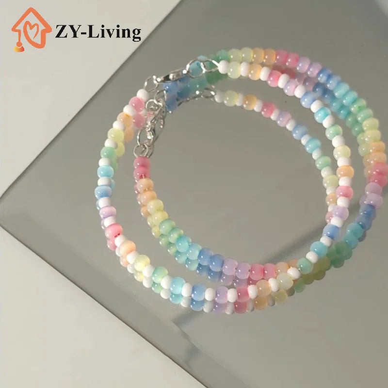 1PCS Colorful Beaded Bohemian Style Bracelet for Women And Girls Simple Sweet Versatile Jewelry Accessory Gift Quake