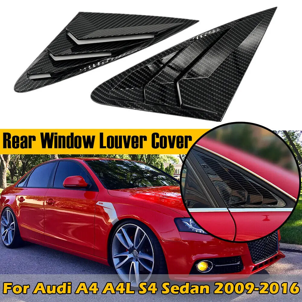 For Audi A4 A4L S4 B8 Sedan 2009-2016 Car Rear Louver Window Side Shutter Cover Trim Sticker Vent Scoop ABS Carbon Fiber ABS Quake