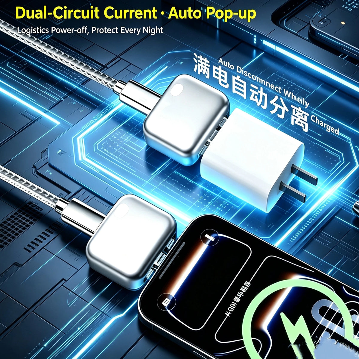 Type-C 140W Physical-Disconnect Battery Guard Anti-Overcharge Protection for Safe Overnight Charging Smart Auto Stop Charging Quake