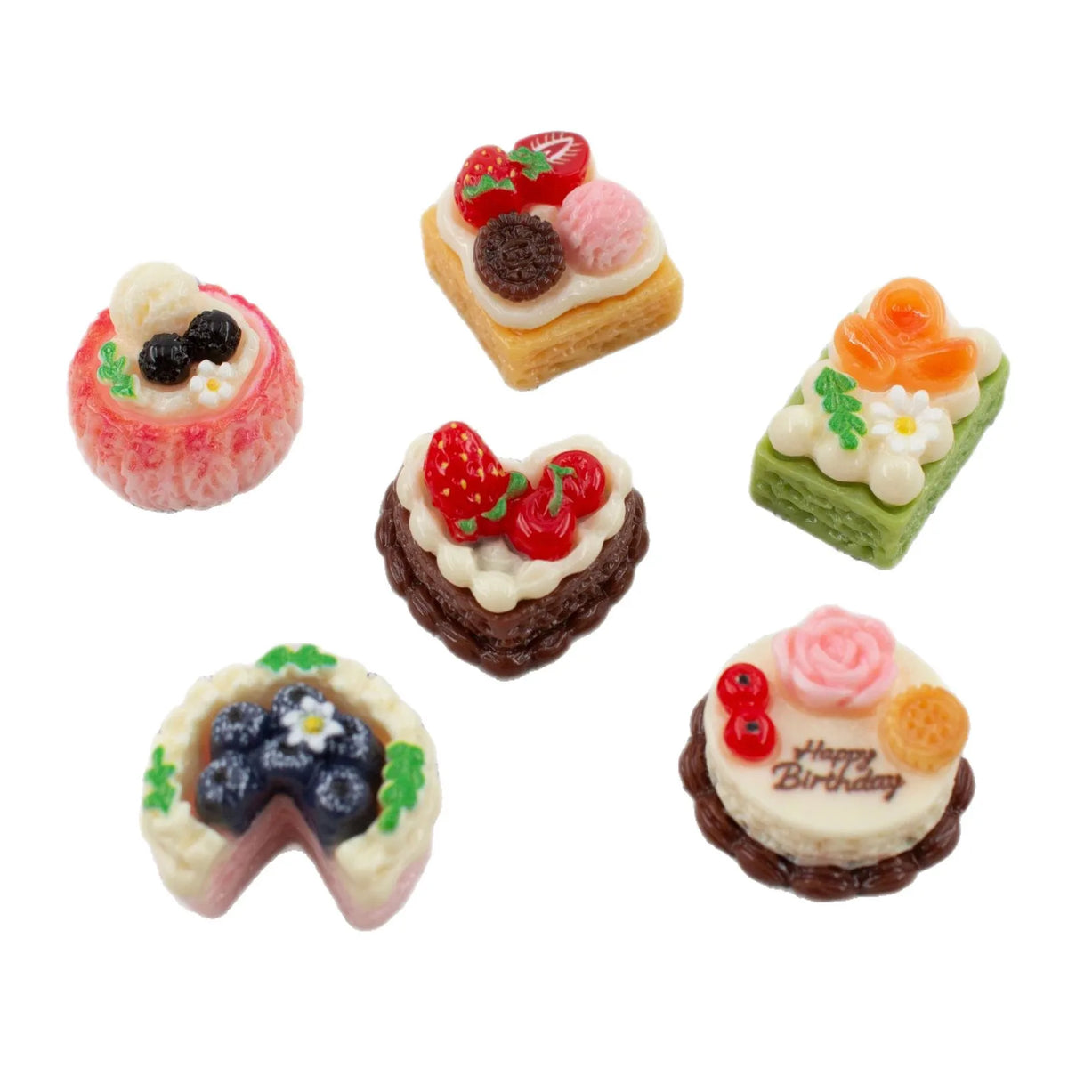 10pcs Simulation Food Heart Fruit Cream Cake Resin Cream Accessories DIY Jewelry Making Hair Clip Keychain For Desk Ornaments Quake