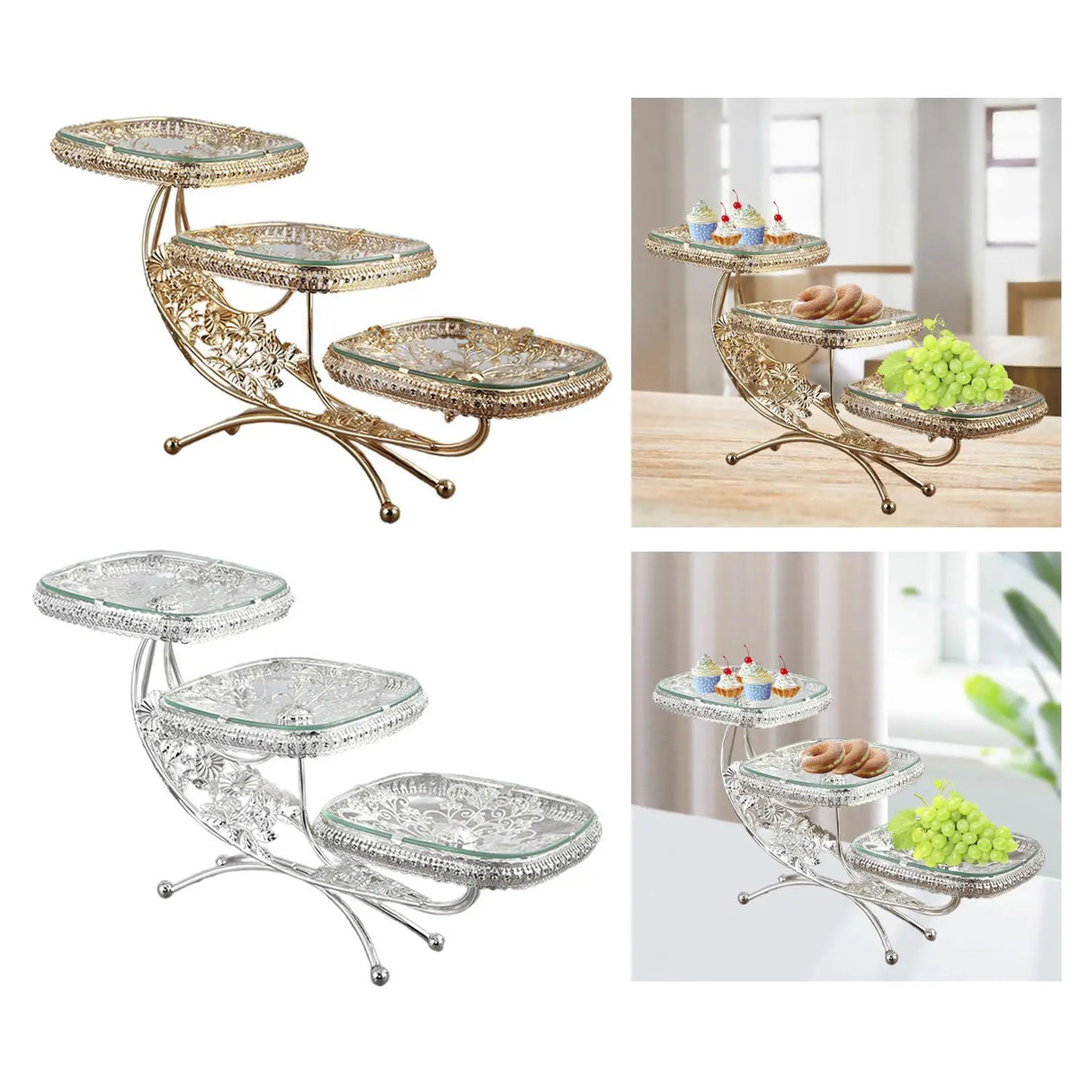 Layered Cupcake Stand Trim Tray 3 Layer Dessert Buffet Display Tower for Restaurant Kitchen Household Vanity Tray Party Supplies Quake