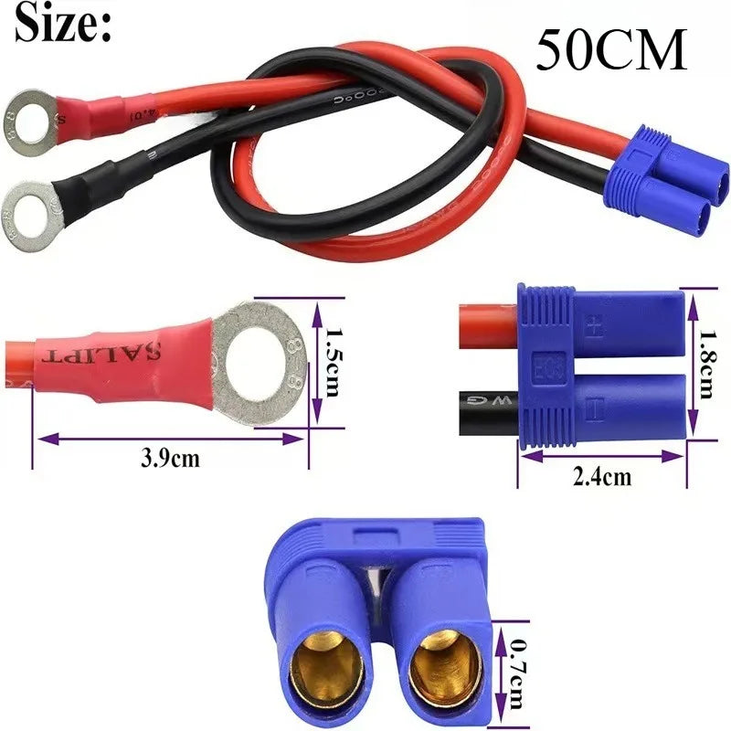 50CM 10AWG EC5 Waterproof Male Female Extension Cable With Fuse Terminal Car RC Emergency Jump Starter Power Cord Quake