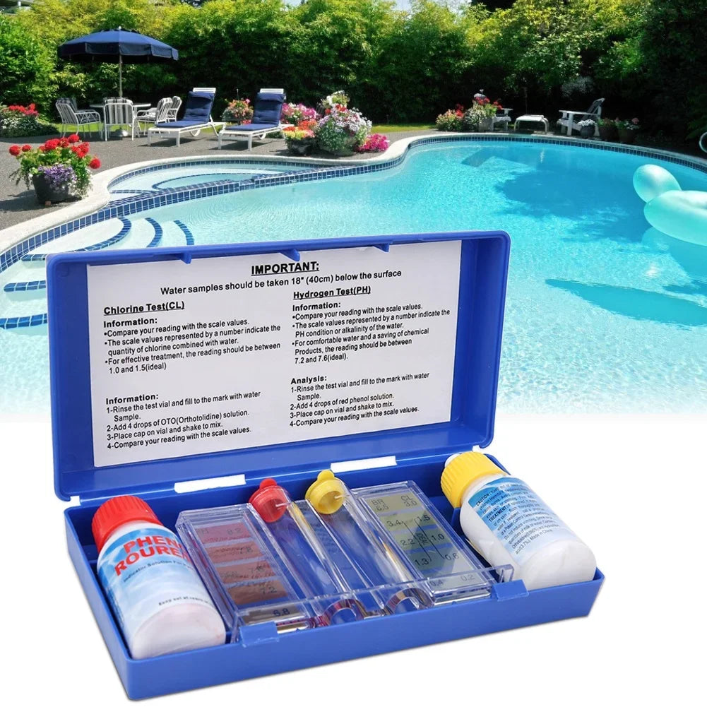 PH Chlorine Water Quality Test Kit Swimming Pool Tester Water Testing Box Quake