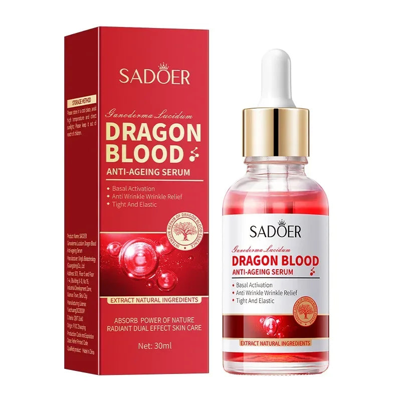 SADOER Anti-Wrinkle Essence Skin Rejuvenation Firming Moisturizing Ganoderma Lucidum Dragon Blood for Healthy Glowing Skin Quake