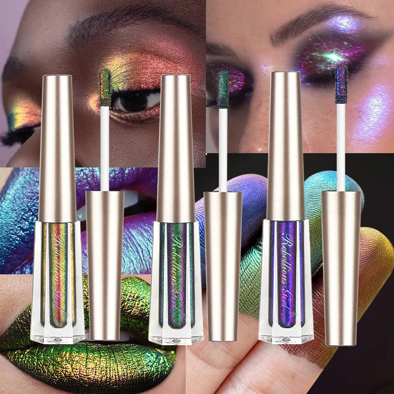 Chameleon EyeshadowsDiamond Glitter Liquid Eyeshadow StickHighly Pigmented Metallic Shimmering Long Lasting Shine All Makeup Quake 135