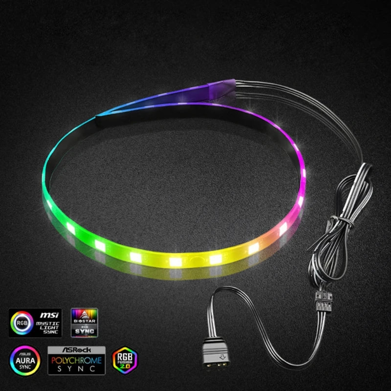 Coolmoon PC RGB LED Strip Light for Motherboard with 4 Pin RGB /5V ARGB Header Computer Case DIY Lighting 1.3ft K1KF Quake
