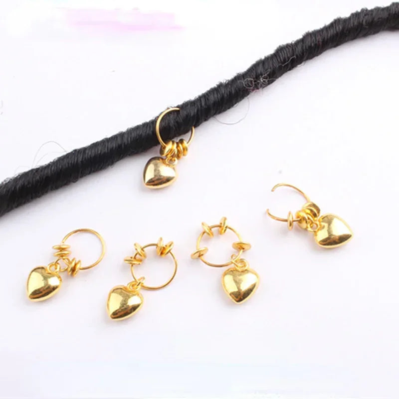 Hair Braided Wig Jewelry Hair Extension Rings Buckle Metal Hollow Out Iron Flower Tube Hair Ring Buckle Headdress Styling Rings Quake 5pcs LQ622-2