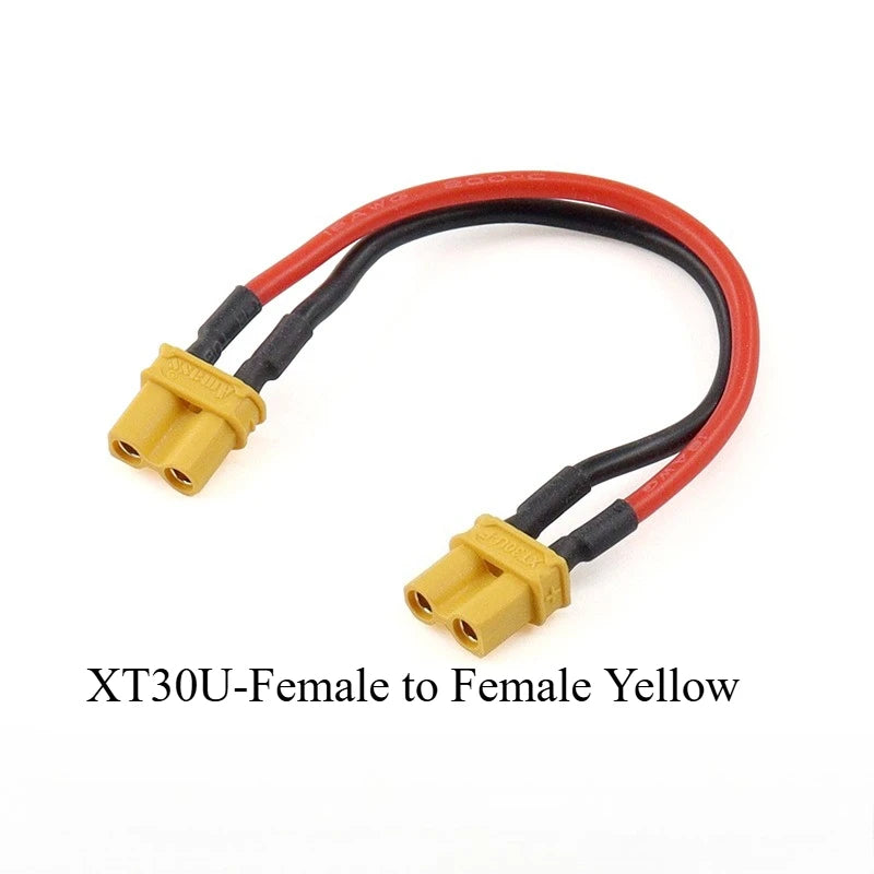 Yellow/Black XT30 to XT30/JST Connector Adapter Male/Female Plug for RC Quadcopter CineLog Drone Part 14AWG Silicone Wire Cable Quake XT30U-F to F Yellow 5PCS 0.6M