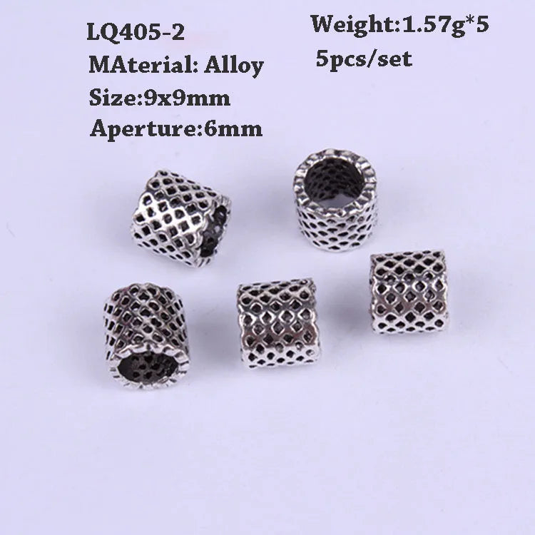 5 Pcs Hair Braids Reggae Dirty Braid Decorative Beads Styling Tools Silver Gold Dread Dreadlock Beads Rings for Hair Accessories Quake LQ405-2