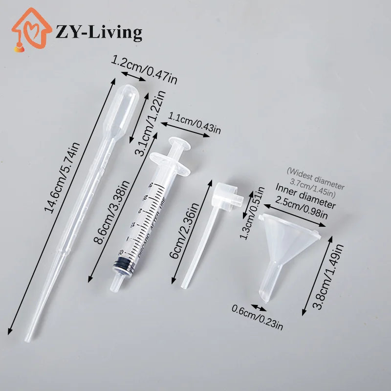 4Pcs/Set Perfume Refill Tools Set Plastic Diffuser Syringe Straw Dropper Funnel Spray Dispensing Required Cosmetic Tools Quake