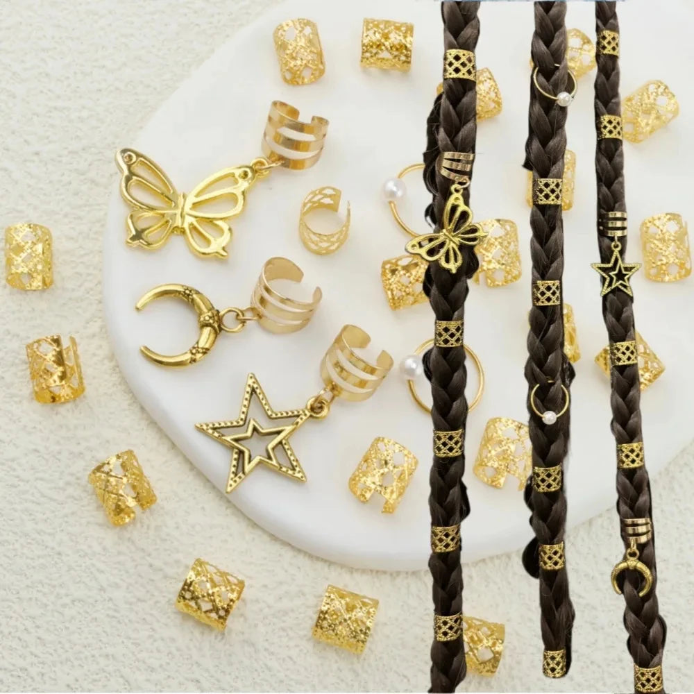 25 Pieces of Pearl Antique Dirty Braided Hair Rings Hair Care & Styling Tools & Accessories Braiders Quake