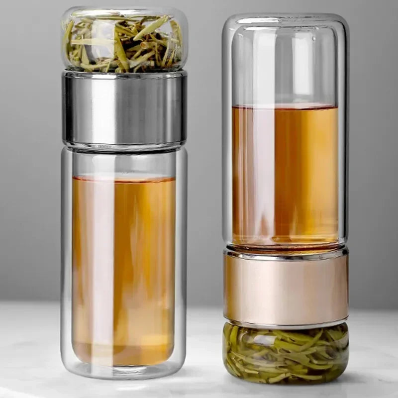 Tea Separation Tea Cup Men's High-end Personal Use Double-layer Glass Heat-resistant and Explosion-proof Water Cup Quake