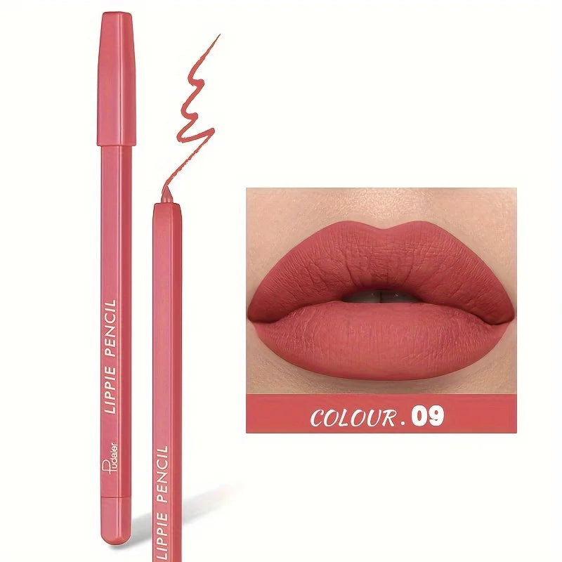 1pc Matte Lip Liner Pen, High Pigment & Waterproof, Versatile Mixed Colors, Suitable For All Skin Types Quake 09