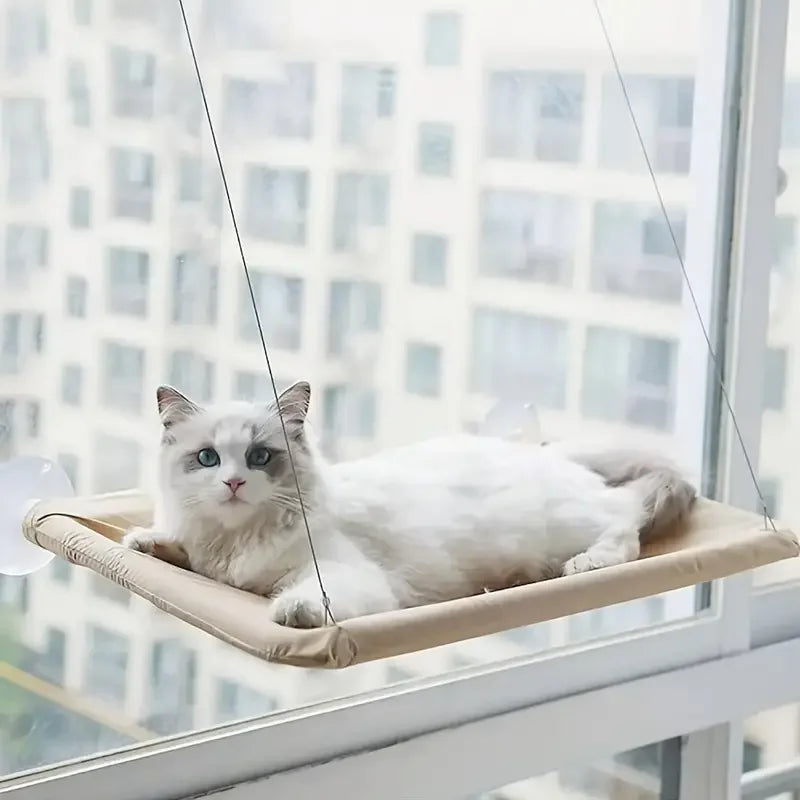Ultra-Soft Cat Window Hammock Bed - Cozy Cloud-Like Perch for Feline Naptime - Securely Mounted, Perfect Space-Saving Quake