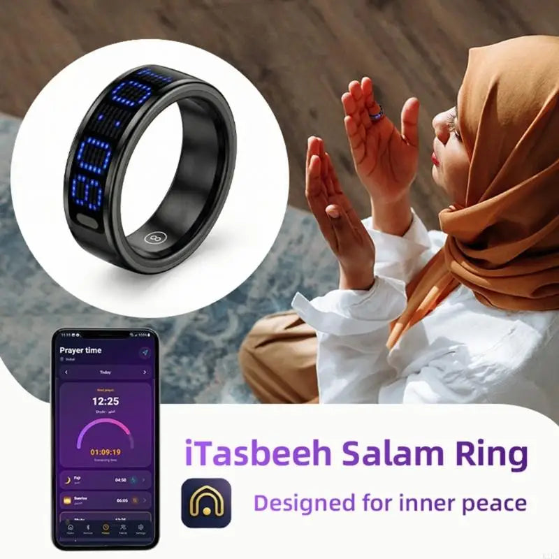 Phone App Counter Rings Wearable with Digital Display, Prayer Count, Wellness Data and Charging Case Access Form Daily K1KF Quake