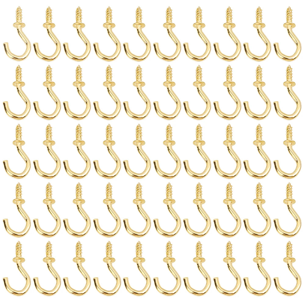 Mini Screw-in Hooks Heavy-duty Ceil Hooks for Hanging Plant String Lights Hanging S Screw Hook Multifunctional Wall Mount Holder Quake 200PCS Gold
