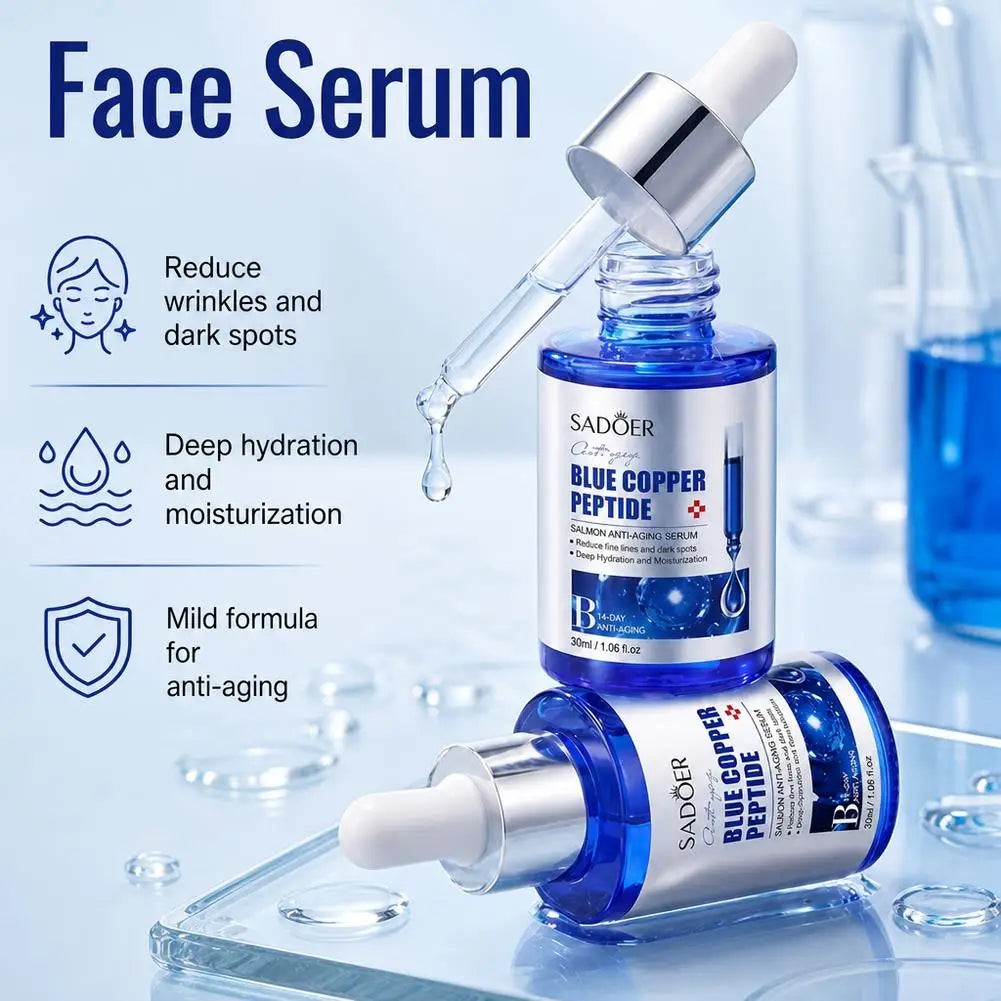 30ml Salmon Copper Peptide Serum Ampoule Fade Fine Lines Collagen Essence Facial Moisturizing Whitening Firming Skin Care Quake