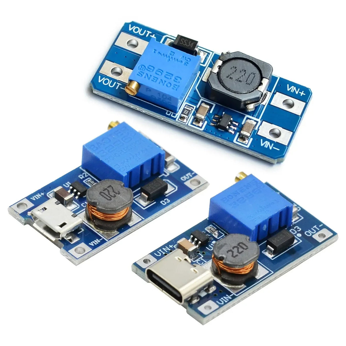 MT3608 DC-DC Adjustable Boost Module 2A Boost Plate Step Up Module with MICRO USB 2V-24V to 5V 9V 12V 28V Quake