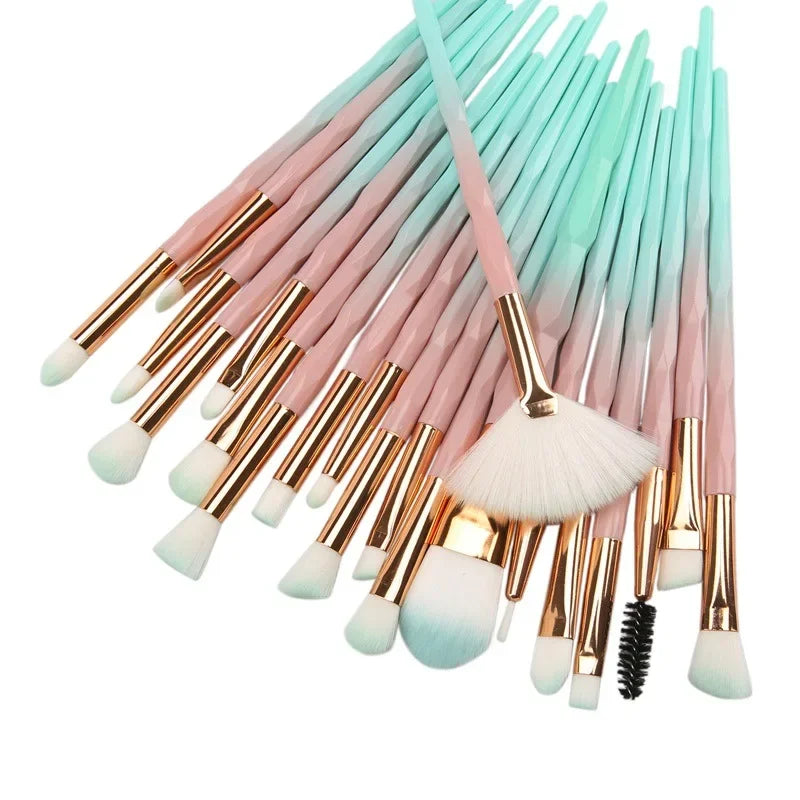 20Pcs/Lot Rhinestone Makeup Brushes for Eye Shadow Powder Foundation Lip Professional Cosmetic Beauty Make Up Brush Tools Quake