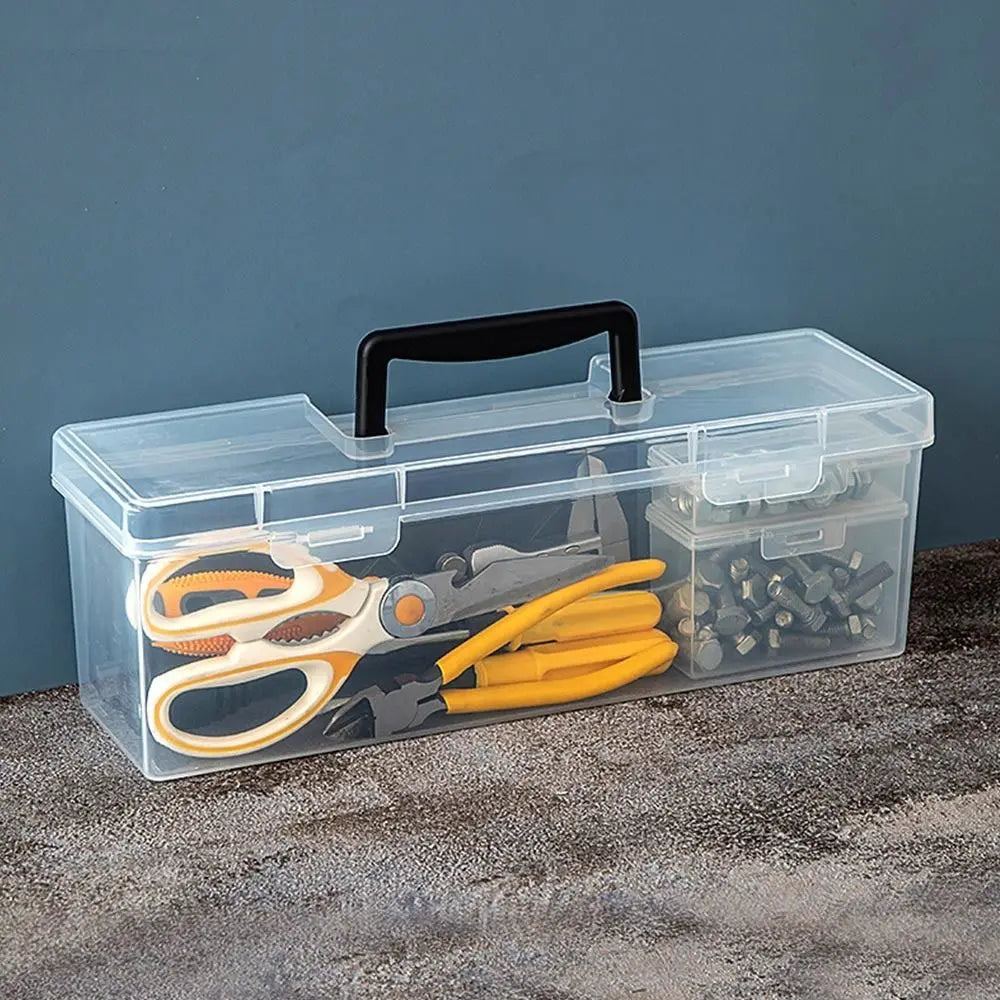 Multifuntional Plastic Hardware Tool Box Transparent Tool Organizer Tool Storage Box Toolbox Household Parts Box Quake black-style3