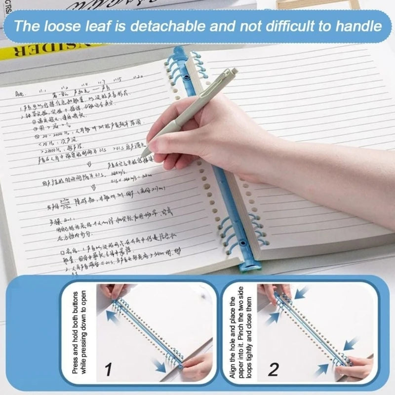 A 5 Loose-Leaf Lined Notebook Notepad with Refillable Rings Binding and Clear Cover for Class Note, Meetings and Study K1KF Quake