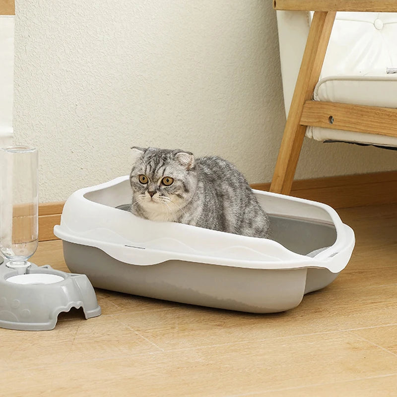 Semi-enclosed Litter Box Spatter-proof Cat Toilet Large Kitten Cleaning Supplies Large Cat Poop Bowl Pet Bupplies Quake