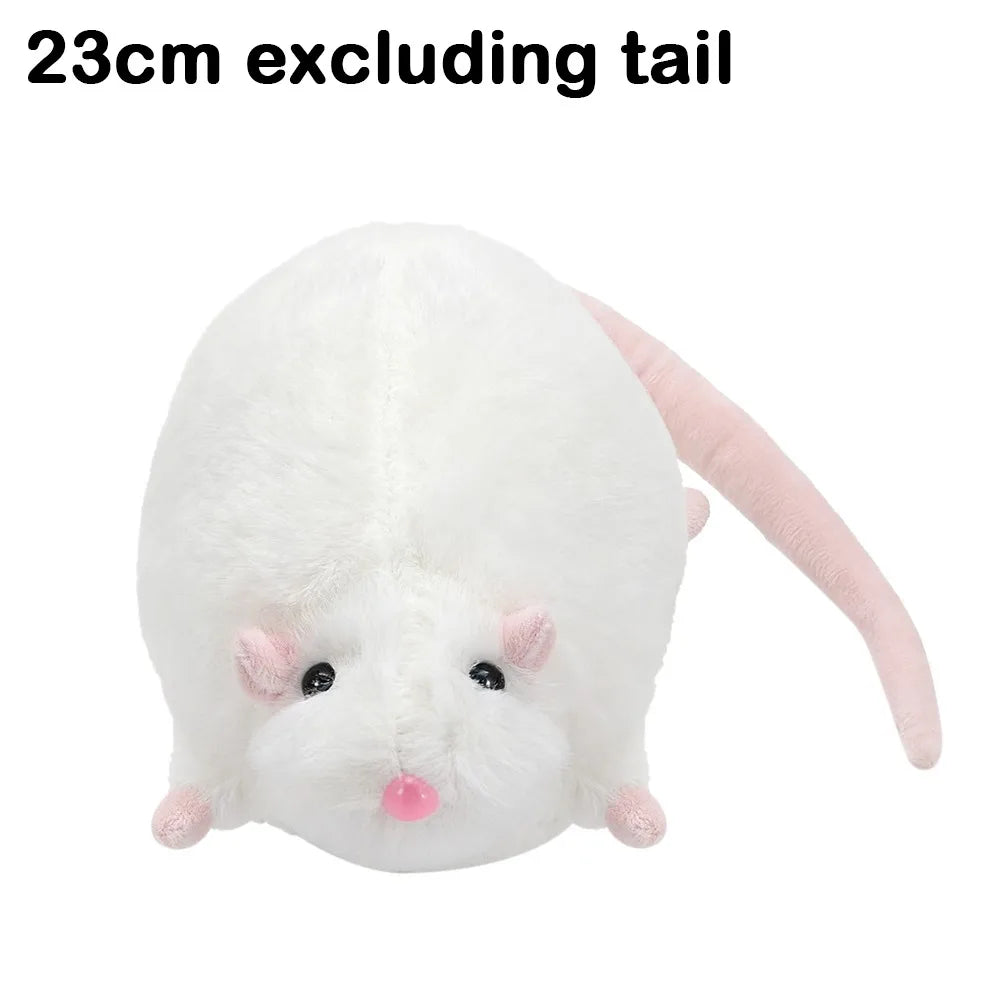 Cute 30/45/90cm Mouse Doll Plush Oversized Flower Branch Rat Doll Soft Cartoon Animal Figure Kids Gift Birthday Quake White-50cm