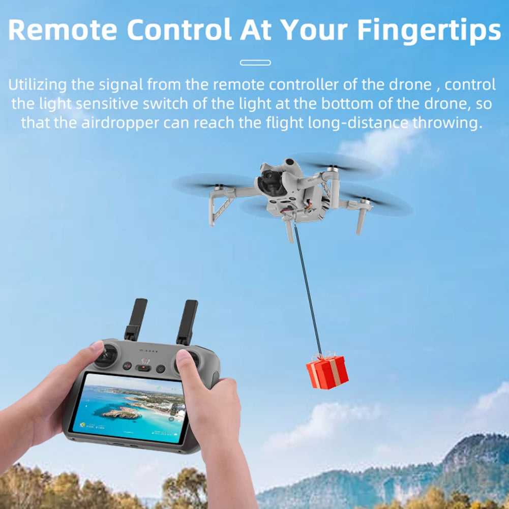 For Mini 4 Pro Payload Delivery Thrower USB Charging Air Dropper Device Drone Remote Thrower for Fishing Wedding Search Quake
