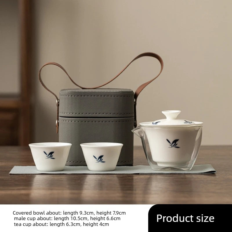 Travel Tea Set Outdoor Portable Tea Set Conference Event Souvenirs Gift for Customers As Souvenirs Quake Orchid model