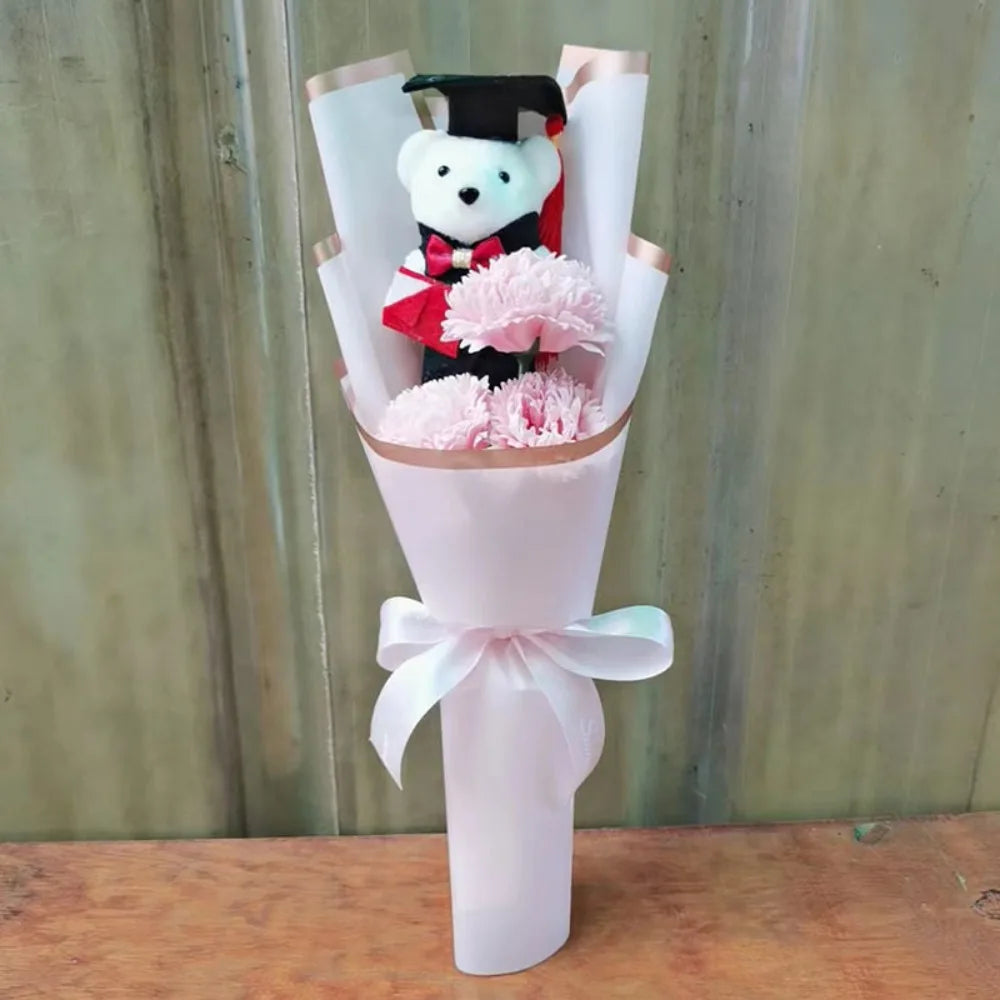Sunflower Bear Bouquet Rose Plush Toy Sunflower Soap Flower Bouquet Decoration Graduation Gift Cartoon Lovely Bear Quake D
