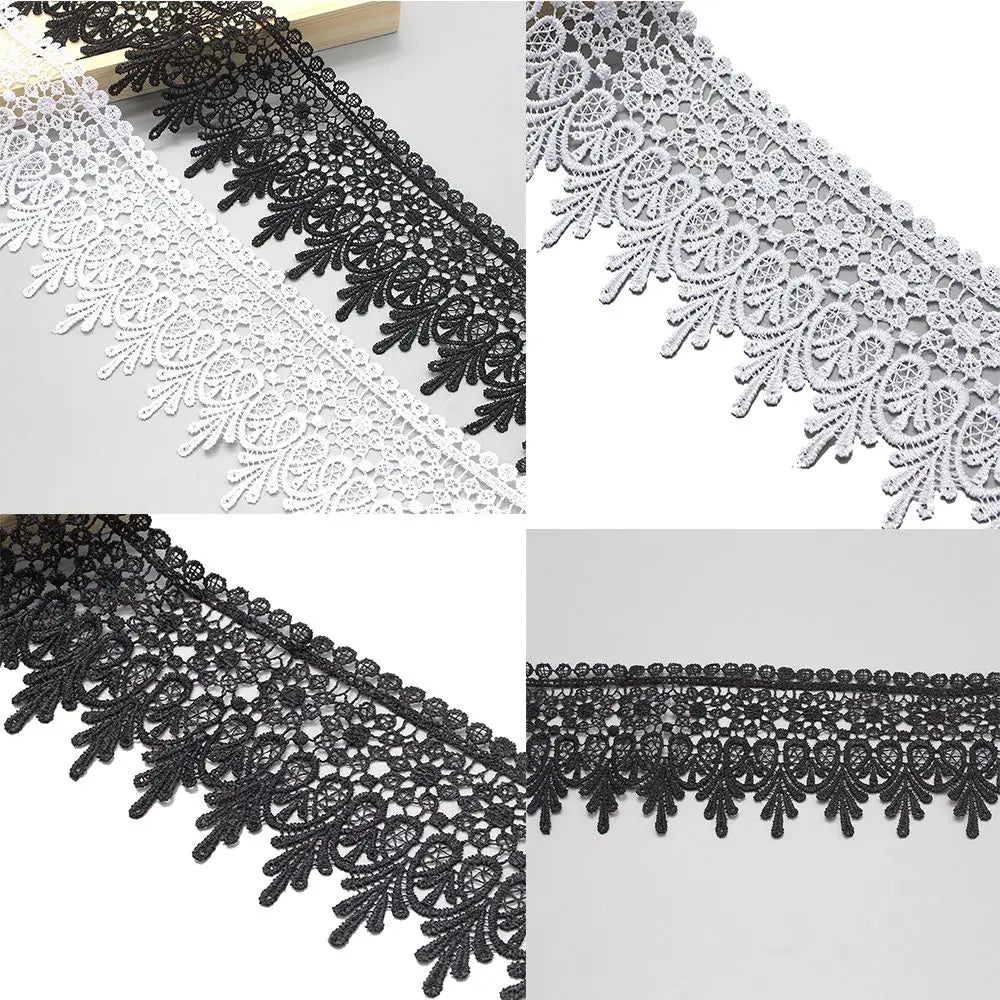 1 Yard High Quality Beautiful Black Lace Ribbon Tape 90MM Lace Trim DIY Embroidered For Sewing Decoration African Lace Fabric Quake