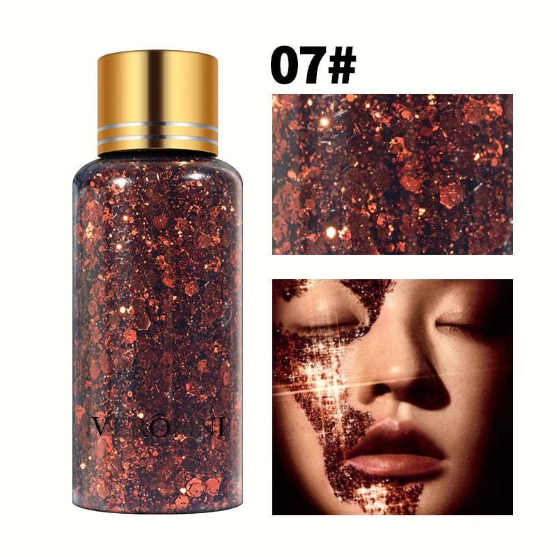 Mermaid Sequin Body Glitter Gel - Long-Lasting Shine for Carnival,Parties, Festival and Stage Performance-Great for Girls Makeup Quake 07