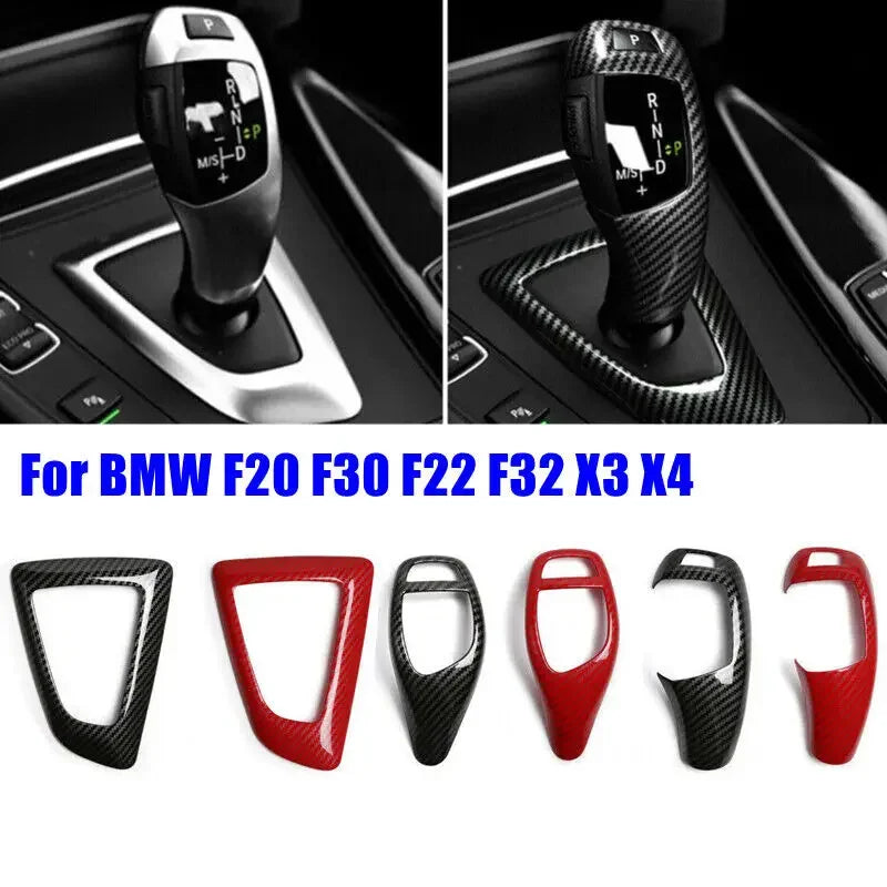 For BMW 1 2 3 4 5 6 Series F10 F18 F20 F21 F22 F23 F30 F31 F32 F35 Carbon Fiber Style ABS Gear Shift Knob Panel Cover Trim Frame Quake