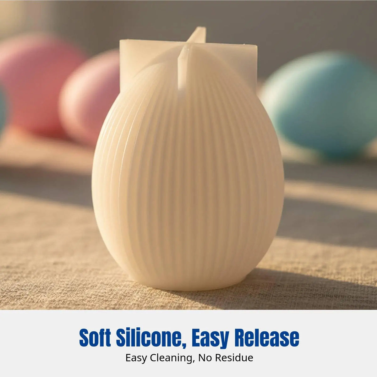 Silicone Candle Mold for DIY Plaster with Bunny Oval Striped Patterns for Creative Home Decor Craft Quake