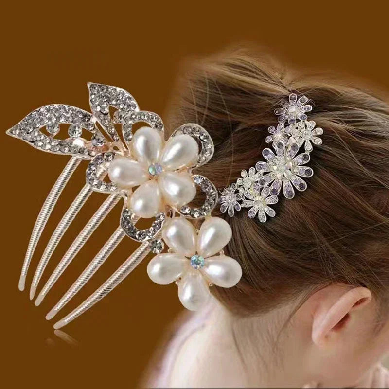 Women Crystal Hair Braiding Clip Elegant Vintage Hairpin Girls Elegant Rhinestone Hair Accessories Crystal Hairpins Barrettes Quake