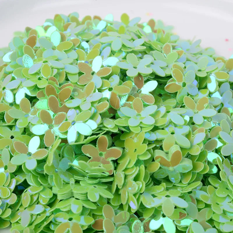 50g/500g Glitters Sequins Flower with Hole PVC Paillette DIY Wedding Sewing Process Clothing Craft Lentejuelas Accessories Quake 42 green 500g