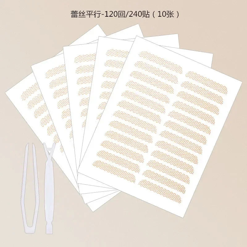 72-240pair Gauze Lace Mesh Olive-shaped Eyelid Paste-shaped Invisible Natural Double Fold Eyelid Shadow Tape Sticker Beauty Tool Quake lspx 120pairs